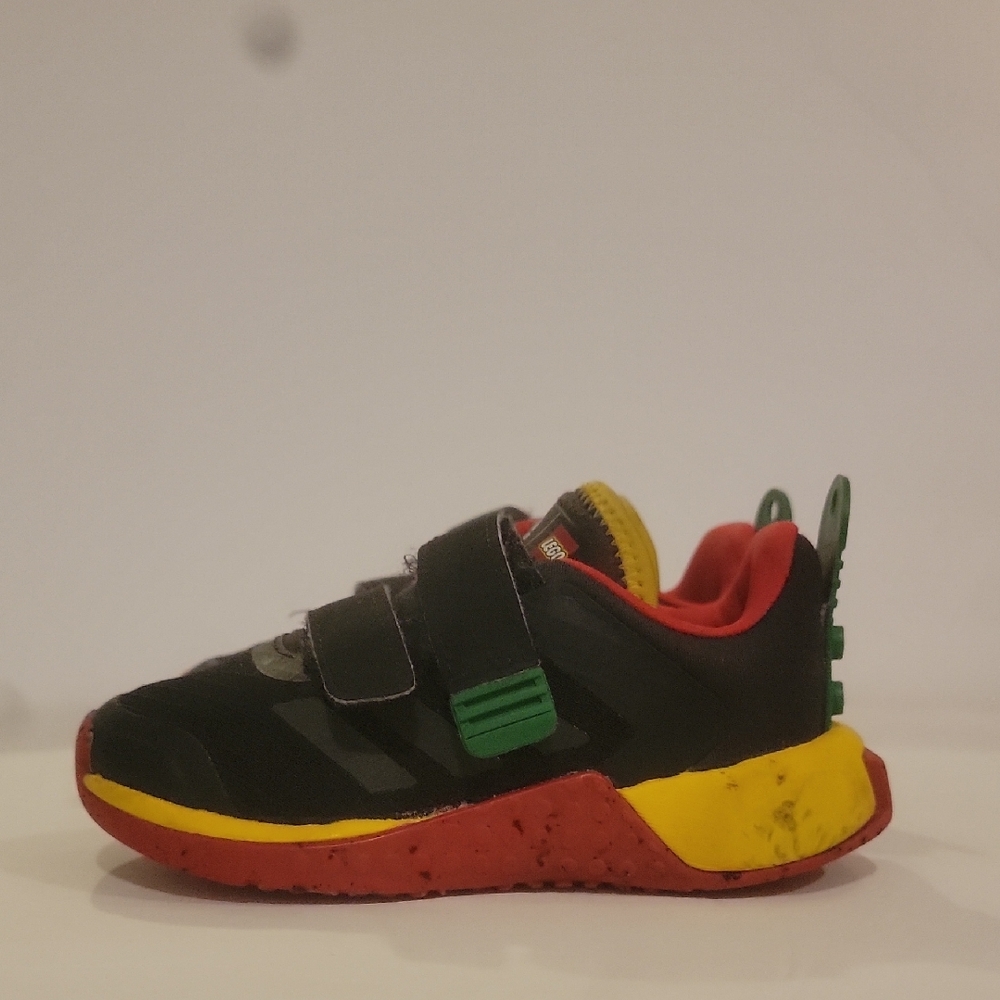 adidas Kids Black, Red, and Yellow Sneakers Skze 7 Lego Sneakers Hook And Loop C